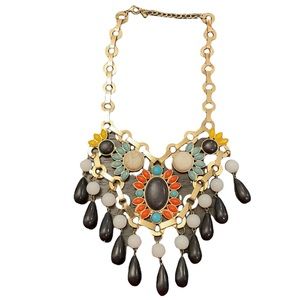 Multi colored gold statement necklace